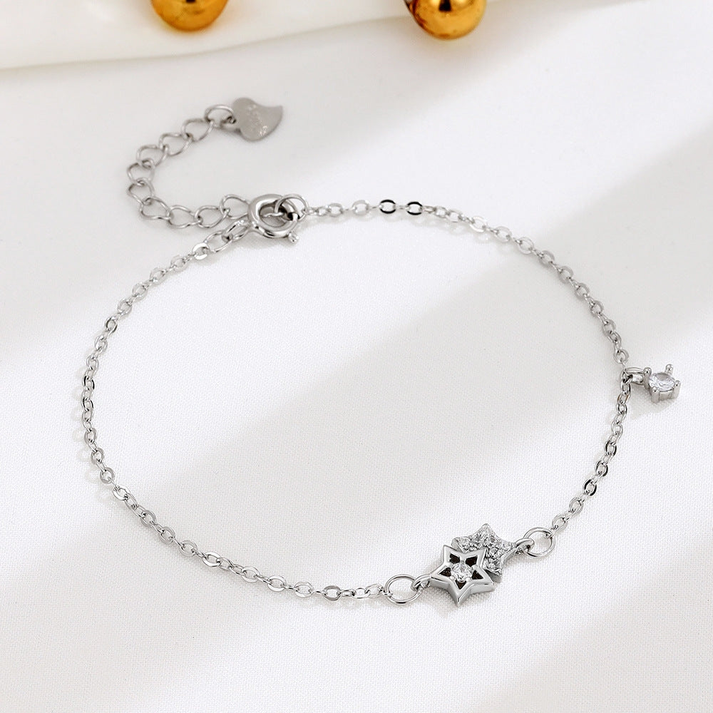 Sterling Silver Star Diamond Bracelet - Versatile Fashion Jewelry for Women