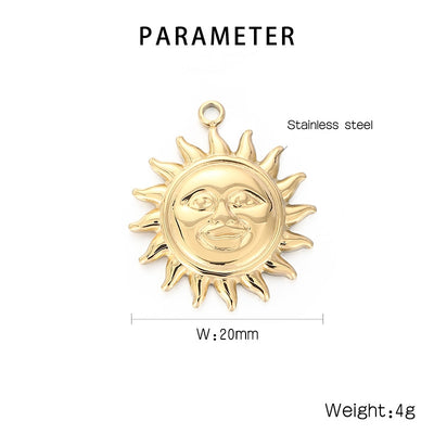"Stainless Steel Smiley Face Sun Pendant - Personalized Jewelry Accessory"