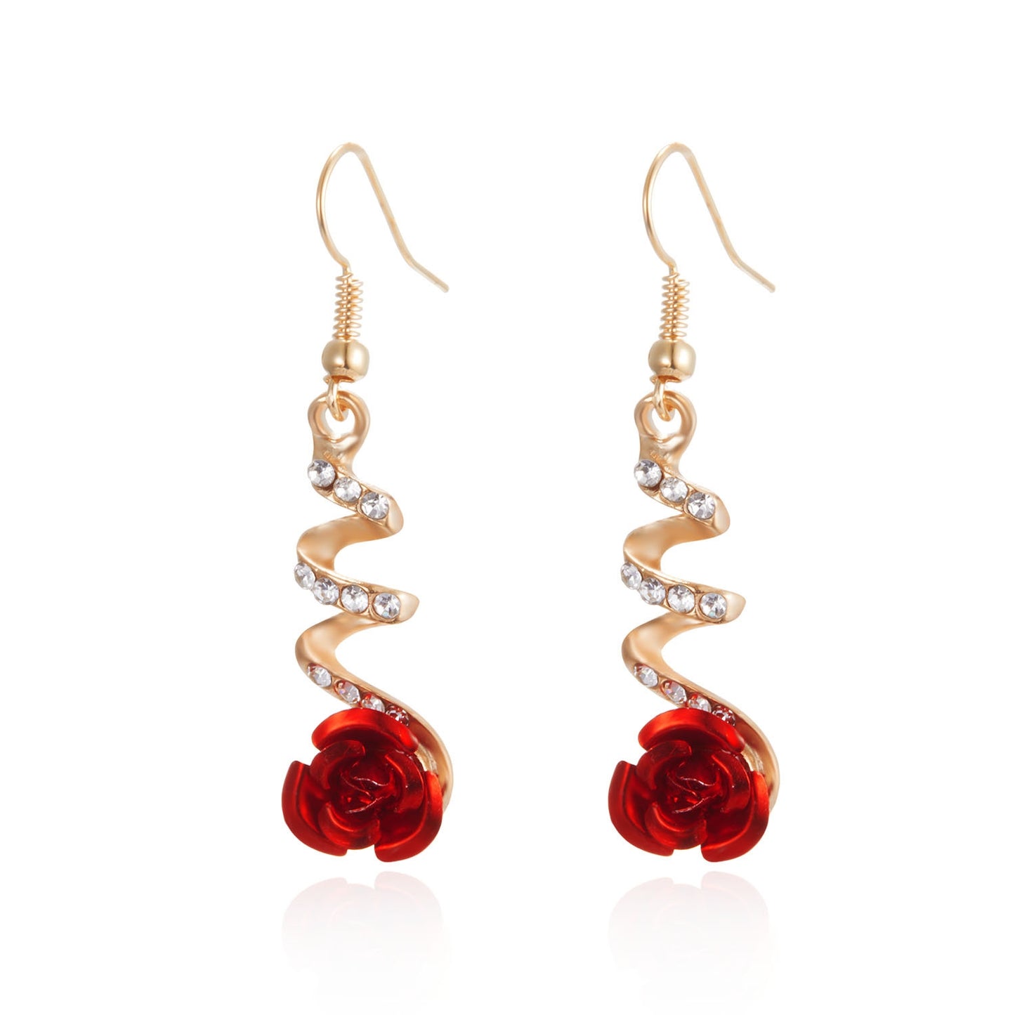 Elegant Rose Tassel Rhinestone Drop Earrings for Women