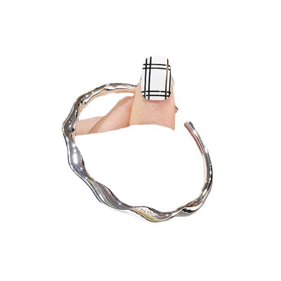 Simple Mobius Twist Silver Plated Women's Bangle Bracelet