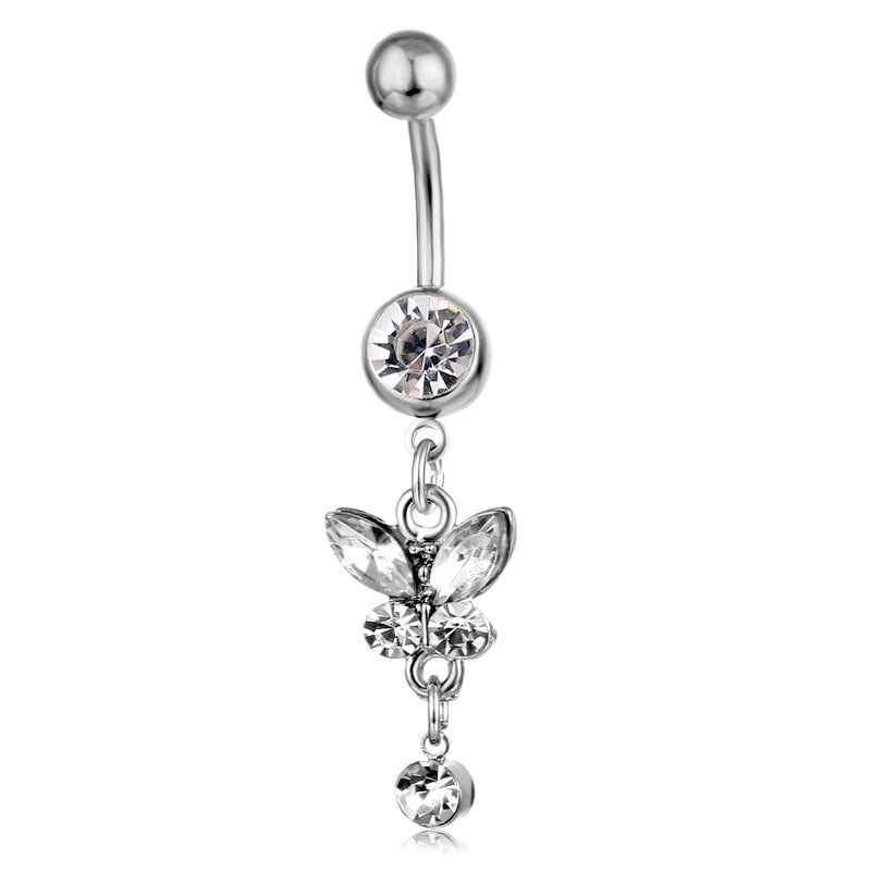 European American Butterfly Cross Floral Heart Belly Button Ring Set - 20pcs Pink Collection