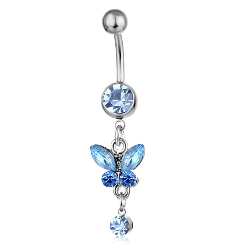 European American Butterfly Cross Floral Heart Belly Button Ring Set - 20pcs Pink Collection