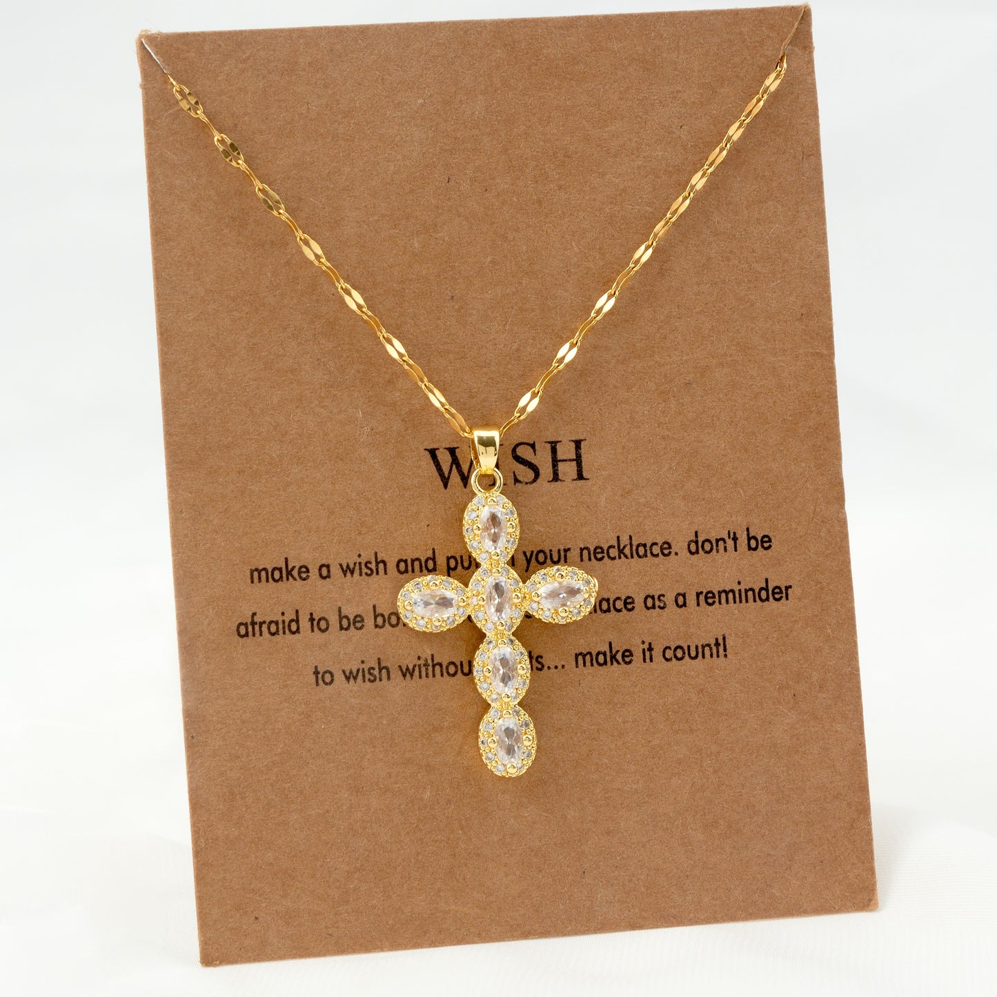 18K Gold Plated Vintage Geometric Cross Pendant Necklace with Rhinestones and Pearl Zircon