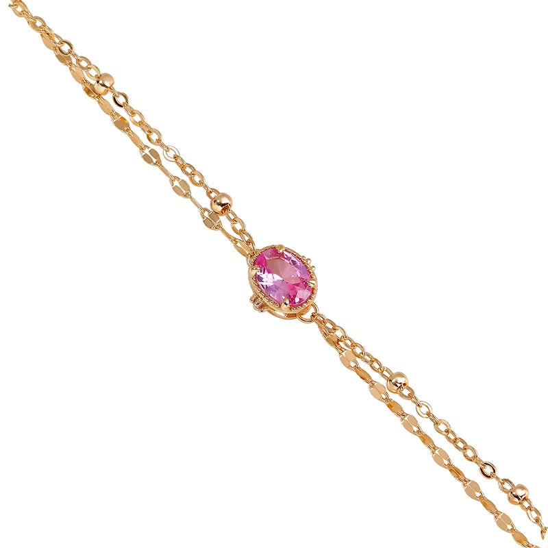 14K Gold Plated S925 Silver Geometric Red Corundum Bracelet