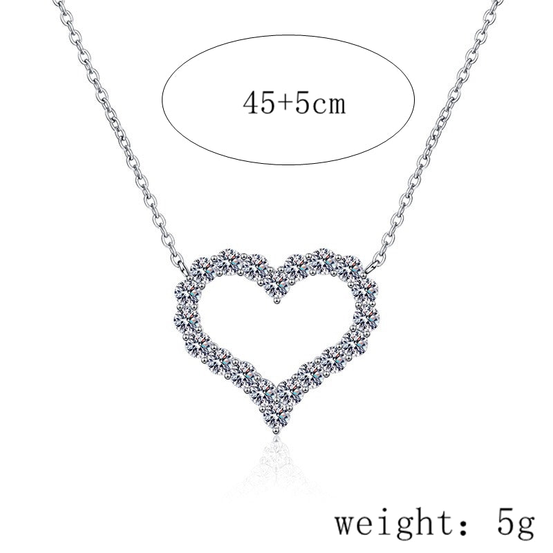 Sterling Silver Heart Shape Moissanite Pendant Necklace