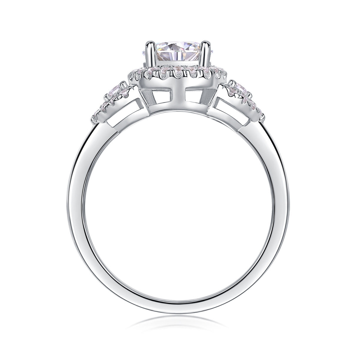 Sterling Silver Moissanite Inlay Ring