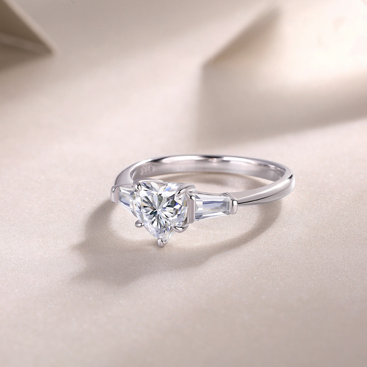 Sterling Silver Moissanite Heart Ring