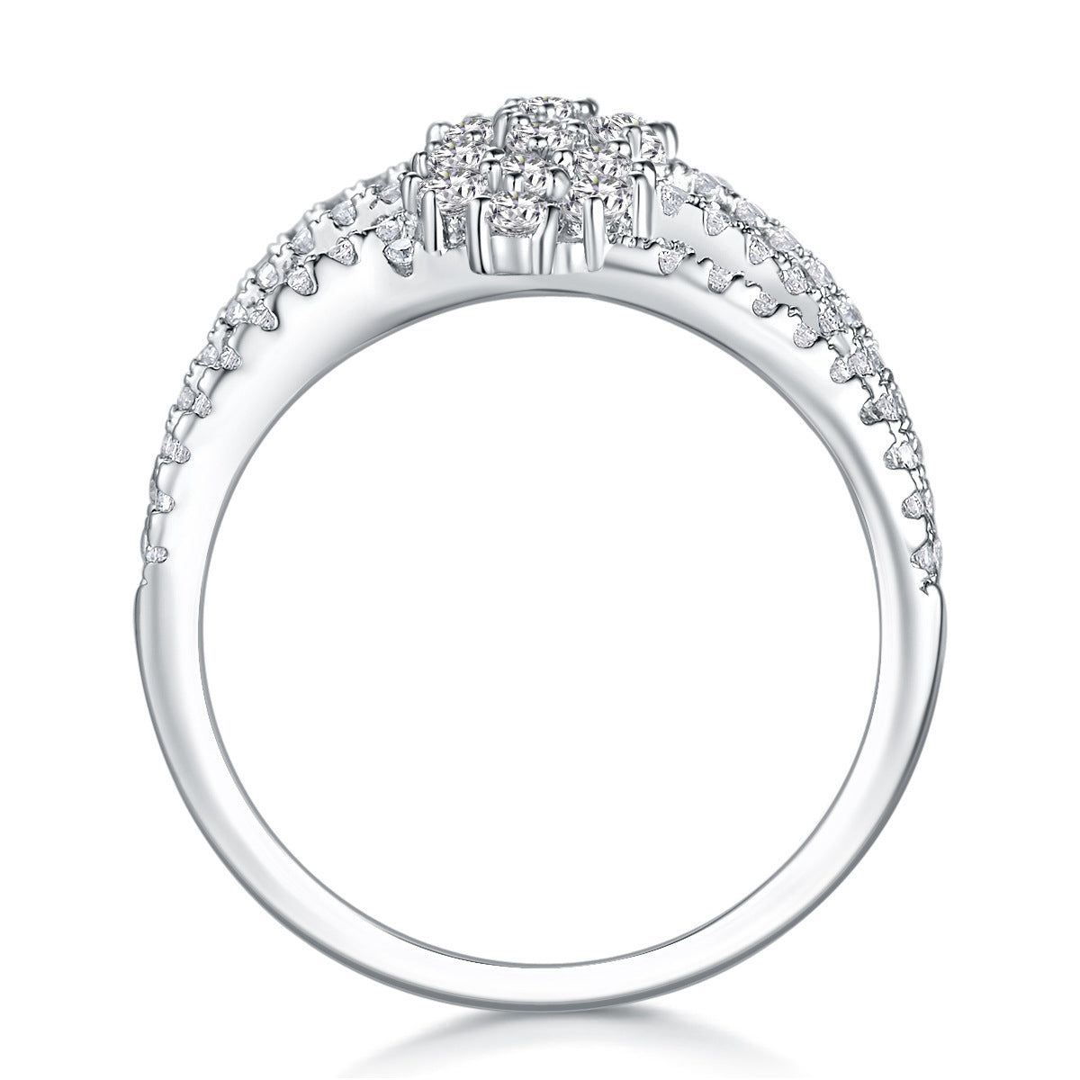 Sterling Silver Moissanite Geometric Ring with GRA Certification