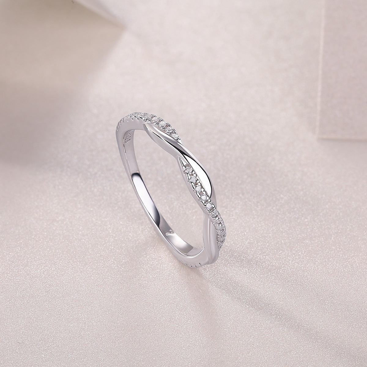 Sterling Silver S925 Moissanite Geometric Ring with GRA Certificate