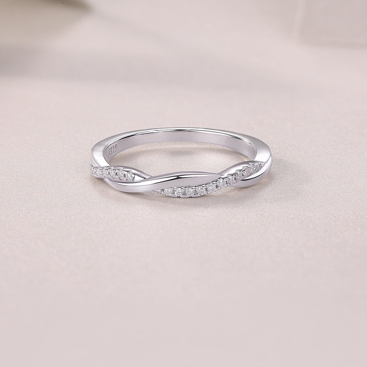 Sterling Silver S925 Moissanite Geometric Ring with GRA Certificate