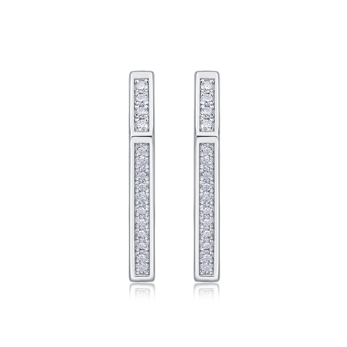 Sterling Silver White Gold Plated Geometric Moissanite Hoop Earrings