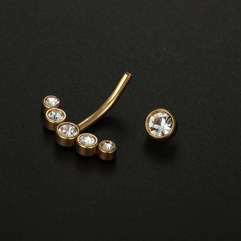 Geometric Zircon Inlay Stainless Steel Belly Ring