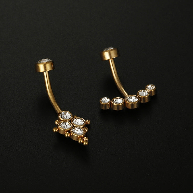 Geometric Zircon Inlay Stainless Steel Belly Ring