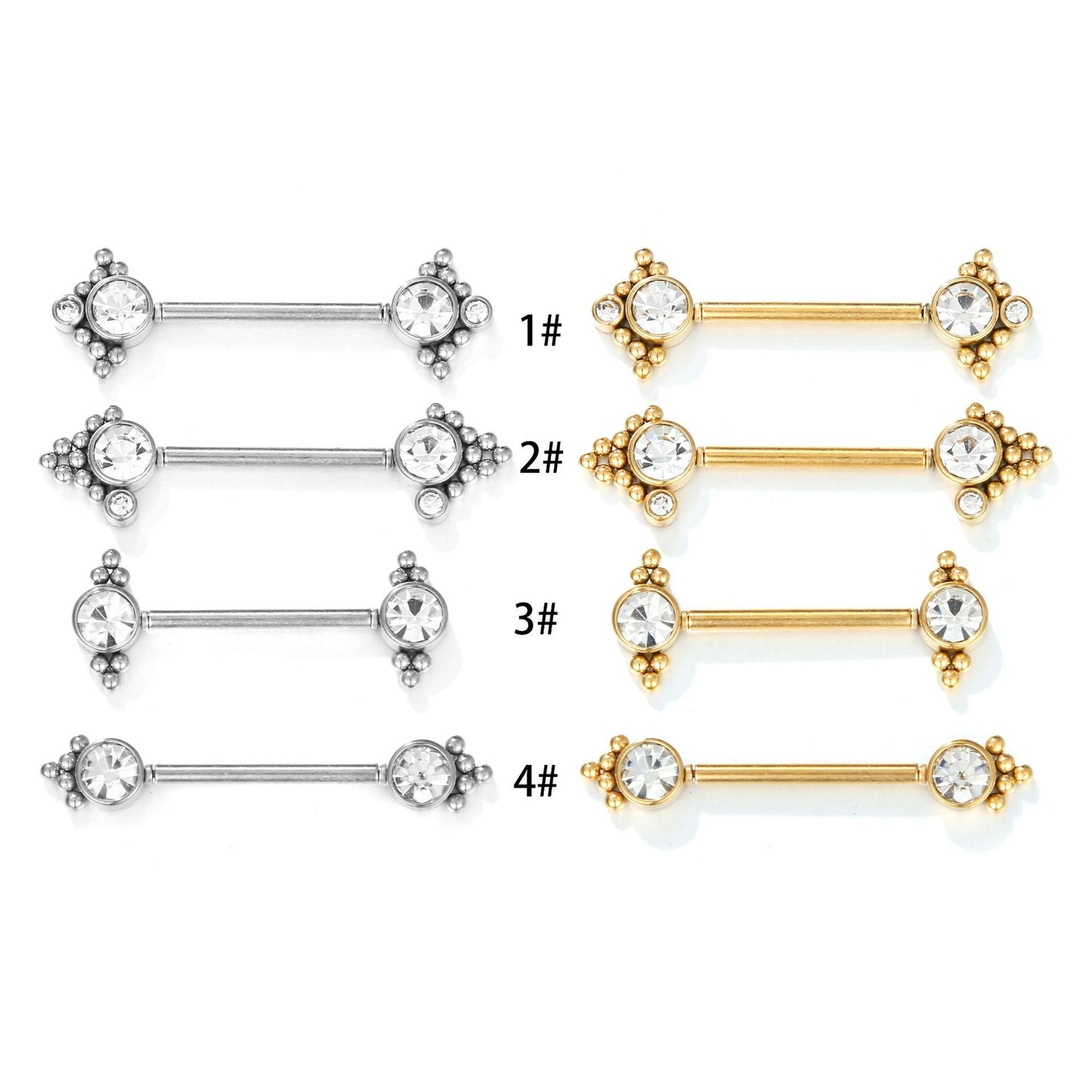 Geometric Zircon Inlay Stainless Steel Piercing Jewelry