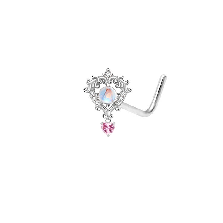 Streetwear Heart Shape Zircon Wing Key Belly Ring