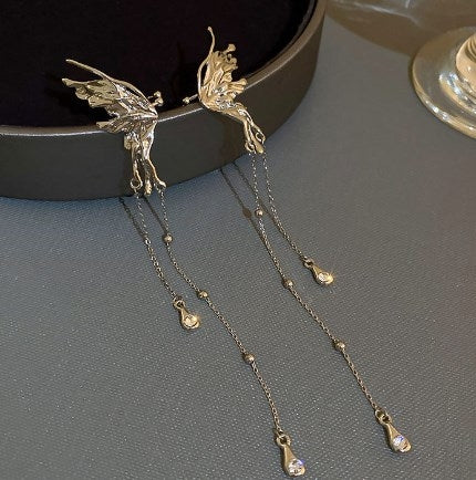 Elegant Butterfly Tassel Rhinestone Ear Cuffs for Women