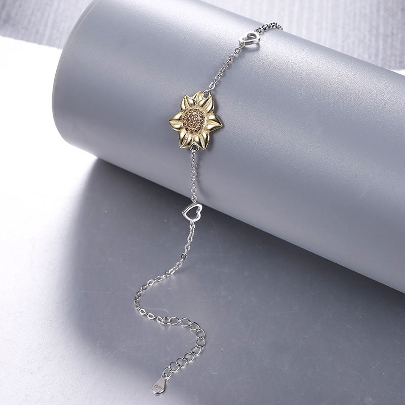 Sterling Silver Sunflower Gemstone Bracelet