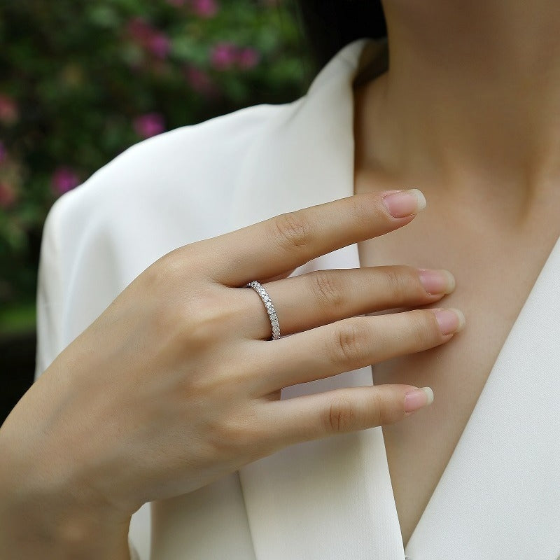 Sweet Geometric Sterling Silver Moissanite Inlay Rings