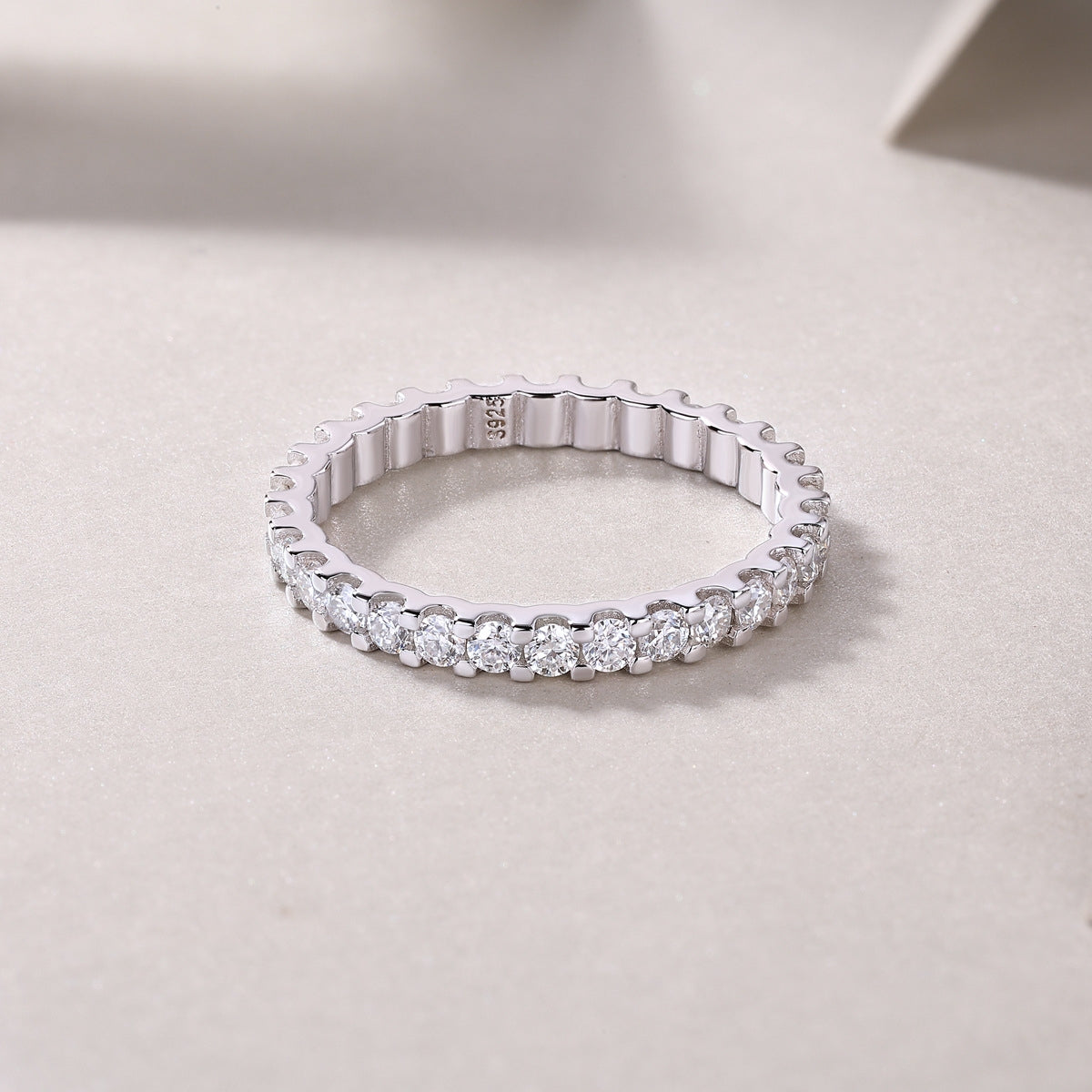Sweet Geometric Sterling Silver Moissanite Inlay Rings