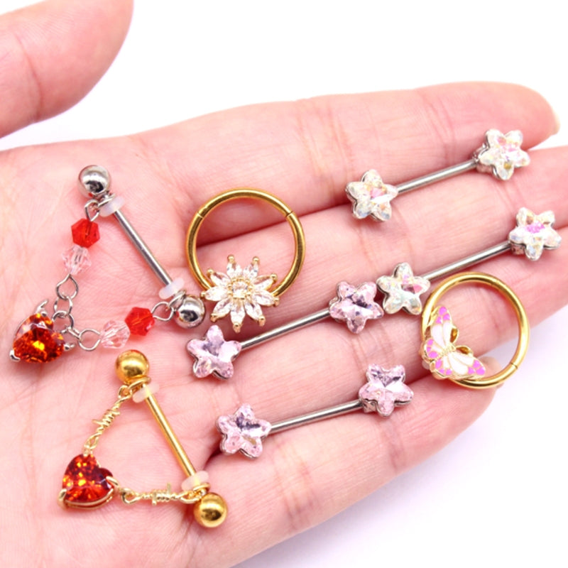 Sweet Heart Wing Zircon Stainless Steel Body Chain