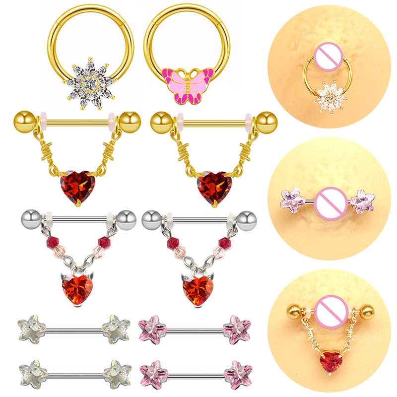 Sweet Heart Wing Zircon Stainless Steel Body Chain