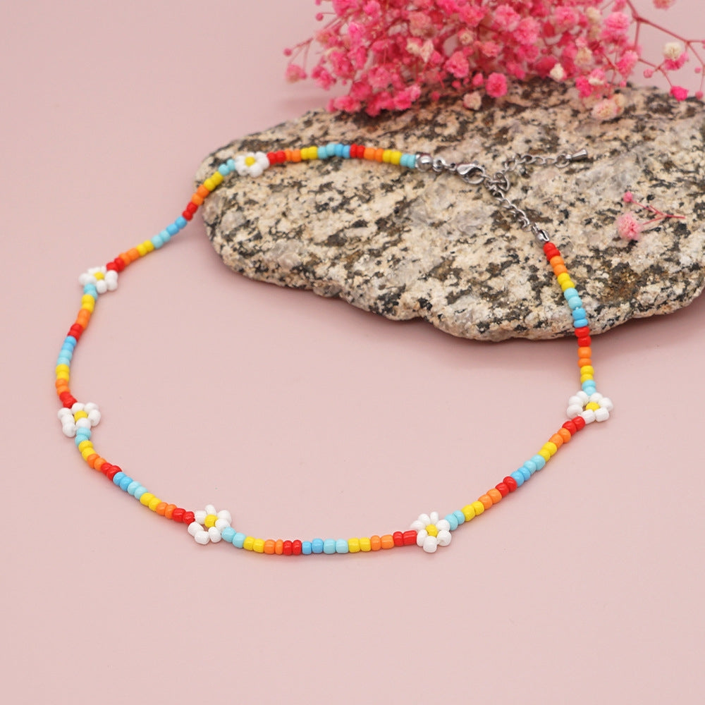 Bohemian Daisy Beaded Handmade Women's Necklace