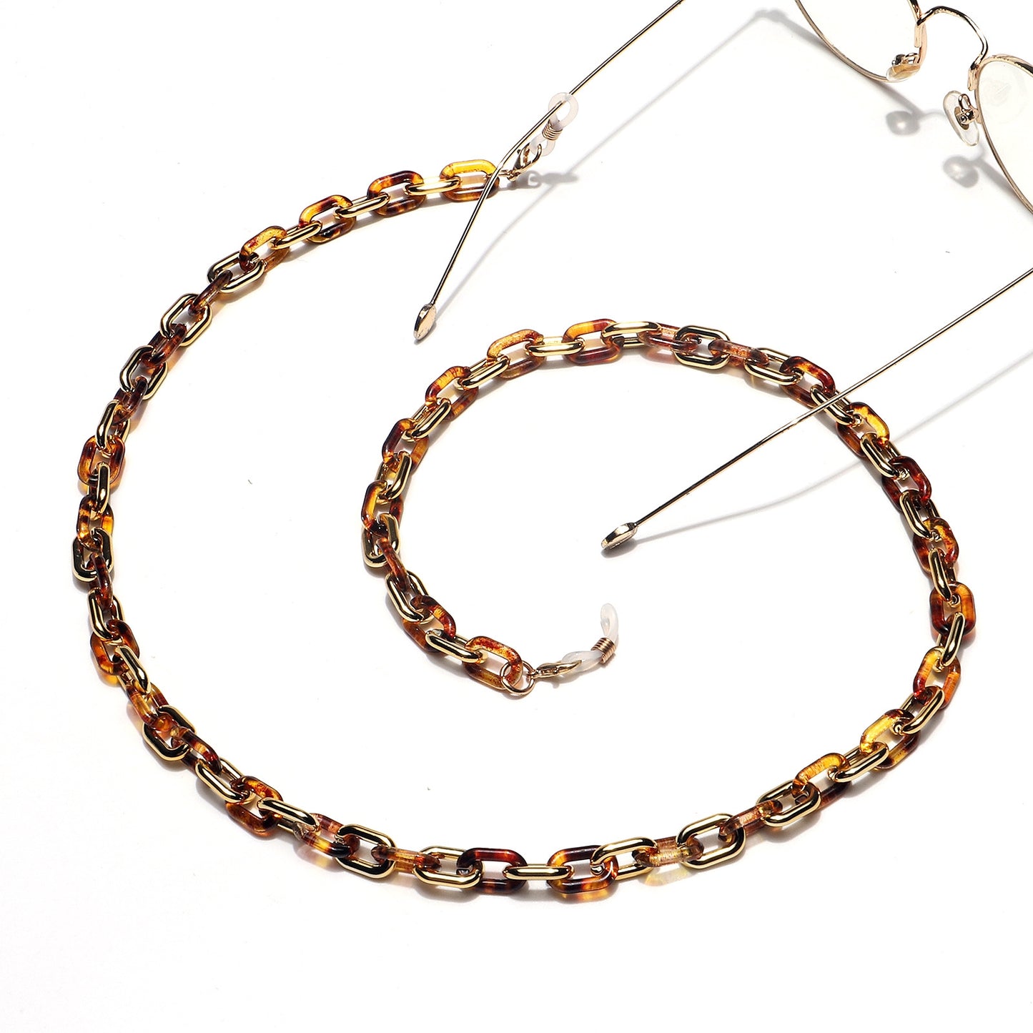 Vintage Oval U-Shaped Golden Leopard Pattern Acrylic Mask & Eyeglass Chain