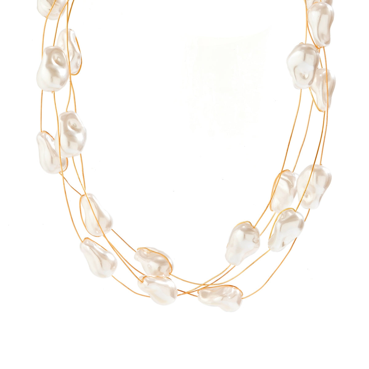 Vintage Baroque Irregular Imitation Pearl Beaded Choker Necklace for Women