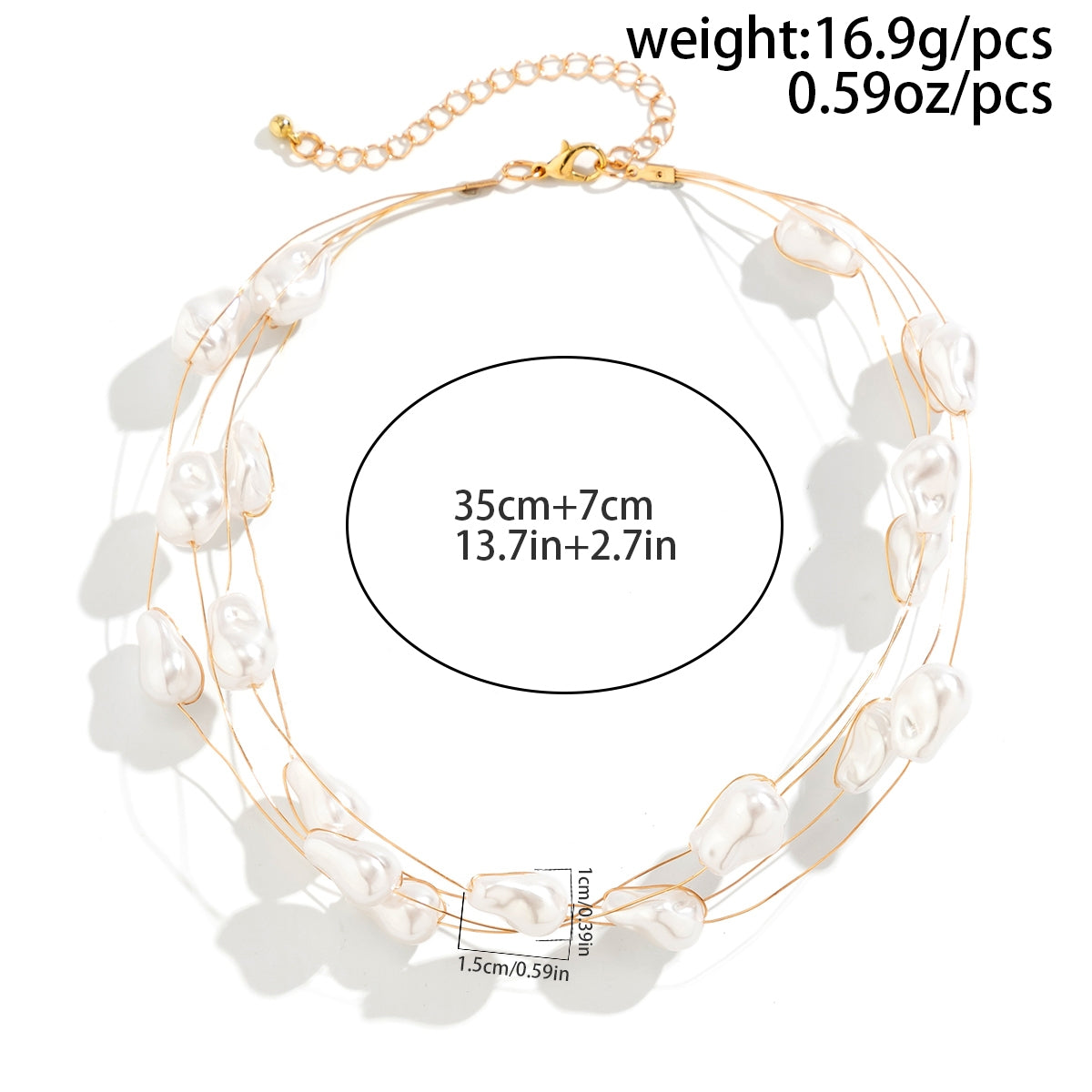 Vintage Baroque Irregular Imitation Pearl Beaded Choker Necklace for Women