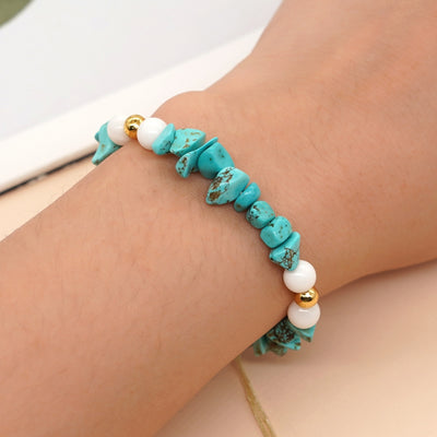 Vintage Bohemian Geometric Gemstone & Acrylic Bead Couple Bracelets