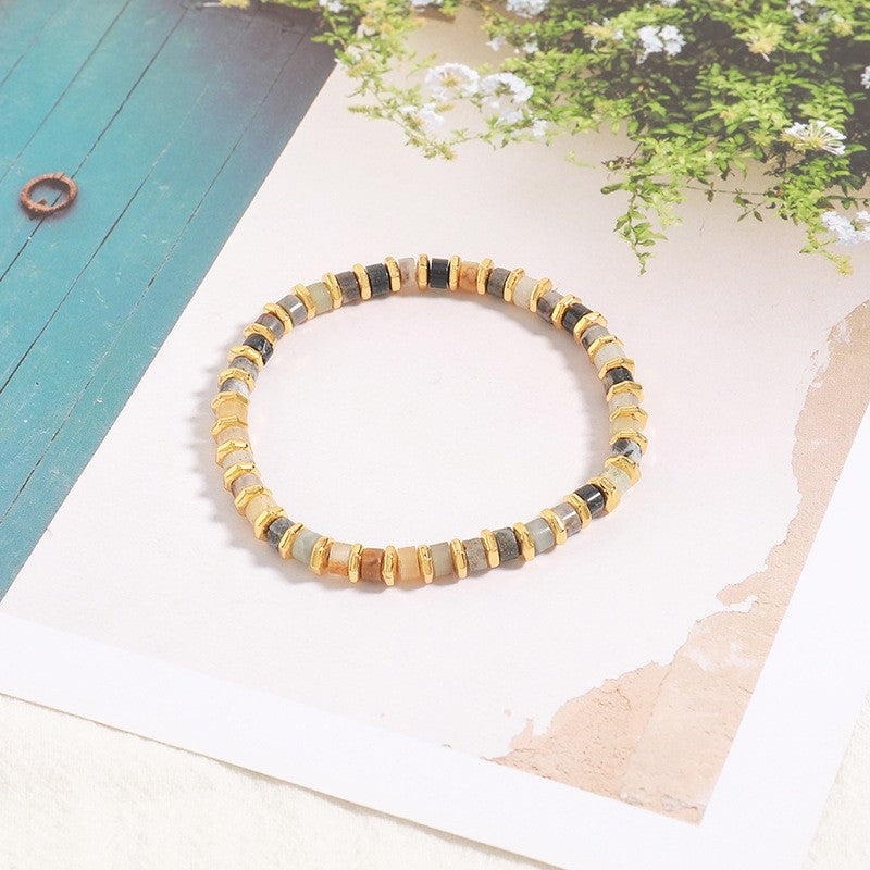 Vintage Bohemian Natural Stone Copper Beaded Bracelets
