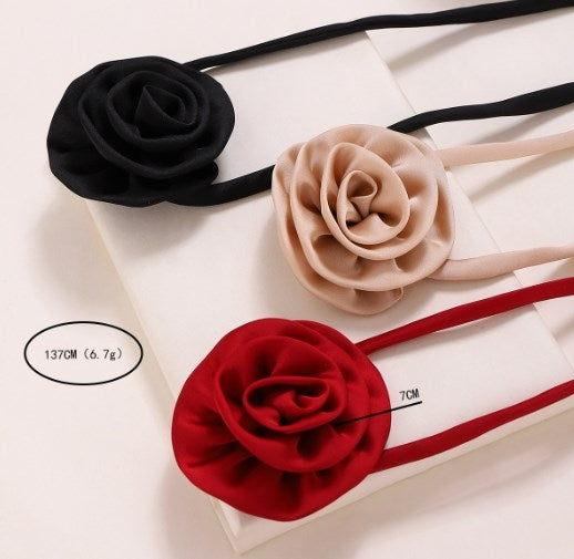 Vintage Floral Handmade Rose Choker Necklace for Women