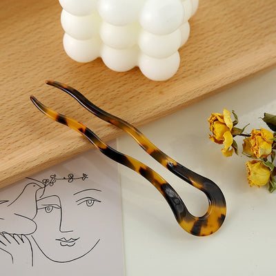 Vintage Geometric Acetate U-Shaped Hairpin Retro Hair Ornament