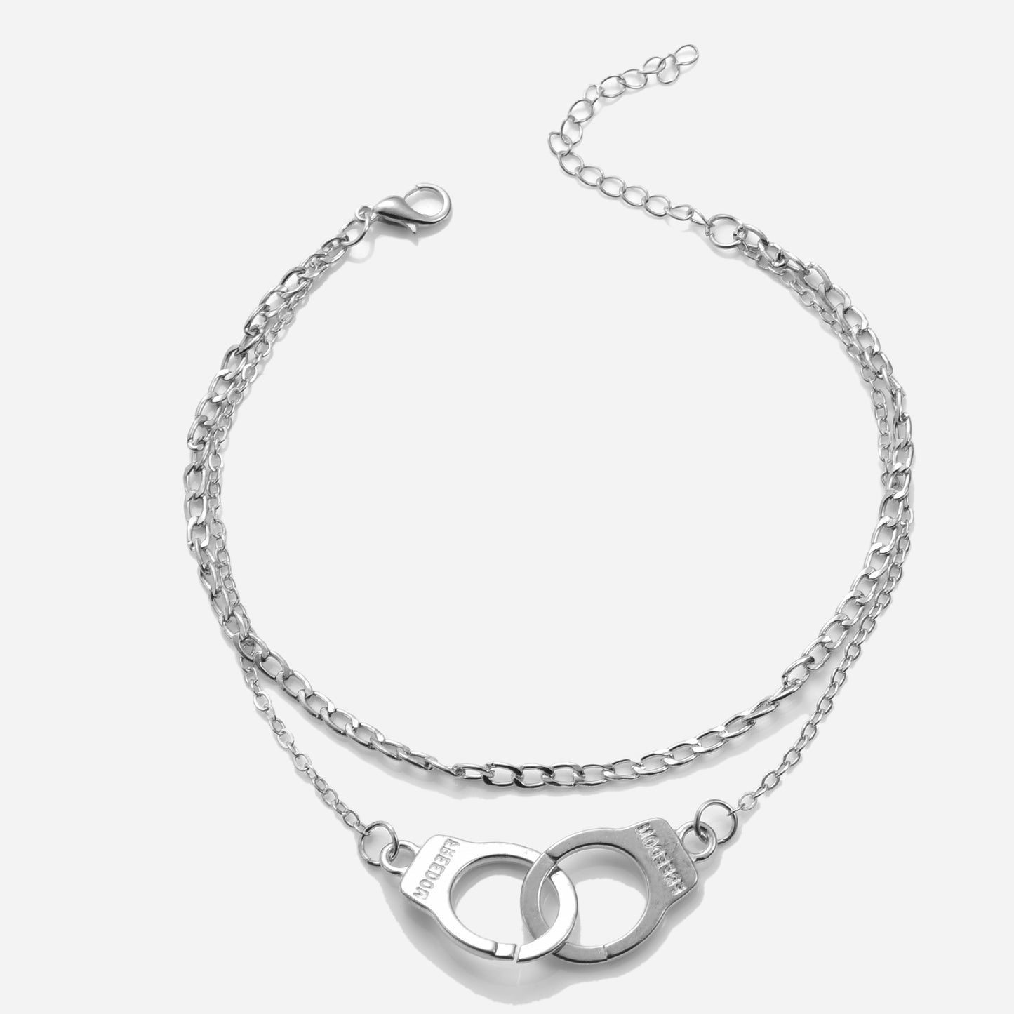 Vintage Geometric Alloy Chain Anklet with Letter Charm - Double Layer Beach Bracelet