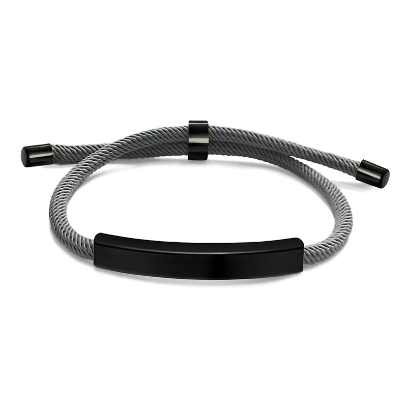 Vintage Geometric Rectangle Stainless Steel Unisex Bracelet with Lettering Print
