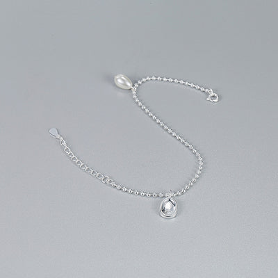 Vintage Geometric Sterling Silver Baroque Pearl Bracelet for Women