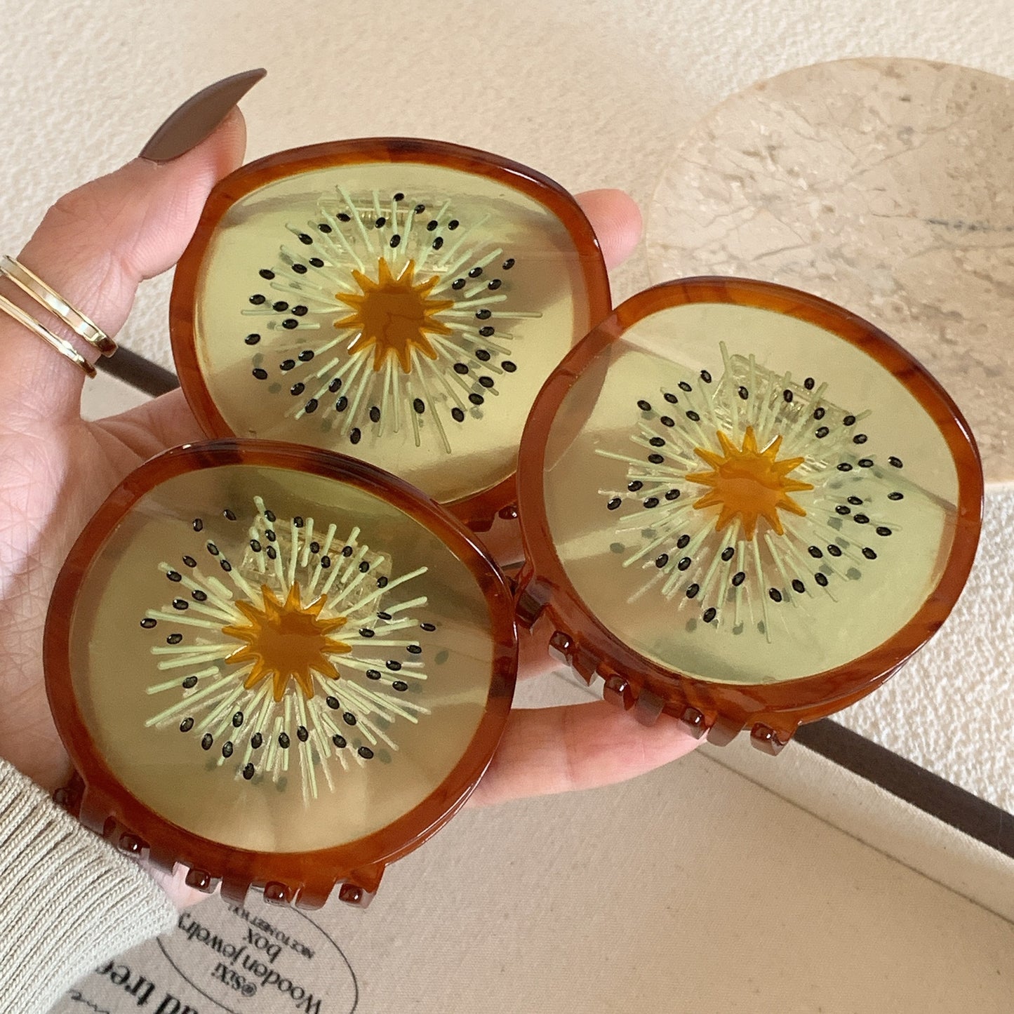 Vintage Kiwi Fruit Acetate Hair Claw Clip