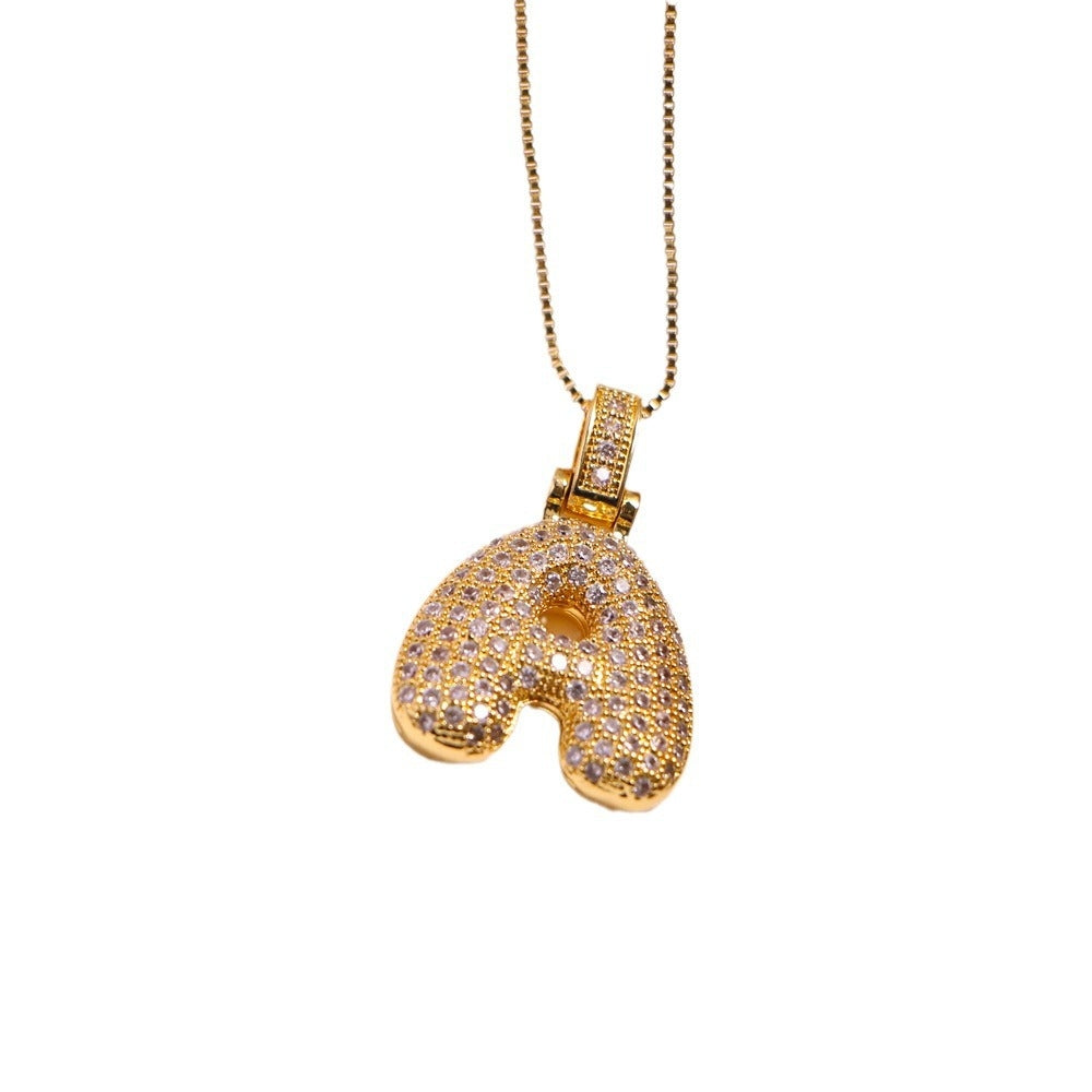 Vintage 18k Gold Plated Zircon Initial Pendant Necklace