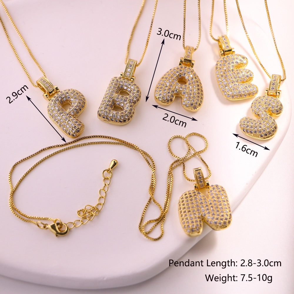 Vintage 18k Gold Plated Zircon Initial Pendant Necklace