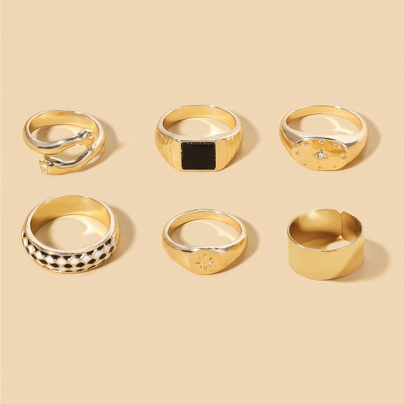 Vintage Roman Alloy Enamel Stacking Rings Set for Women