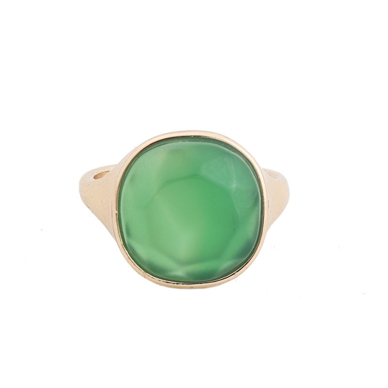 Vintage Round Alloy Inlay Natural Stone Women's Fashion Ring