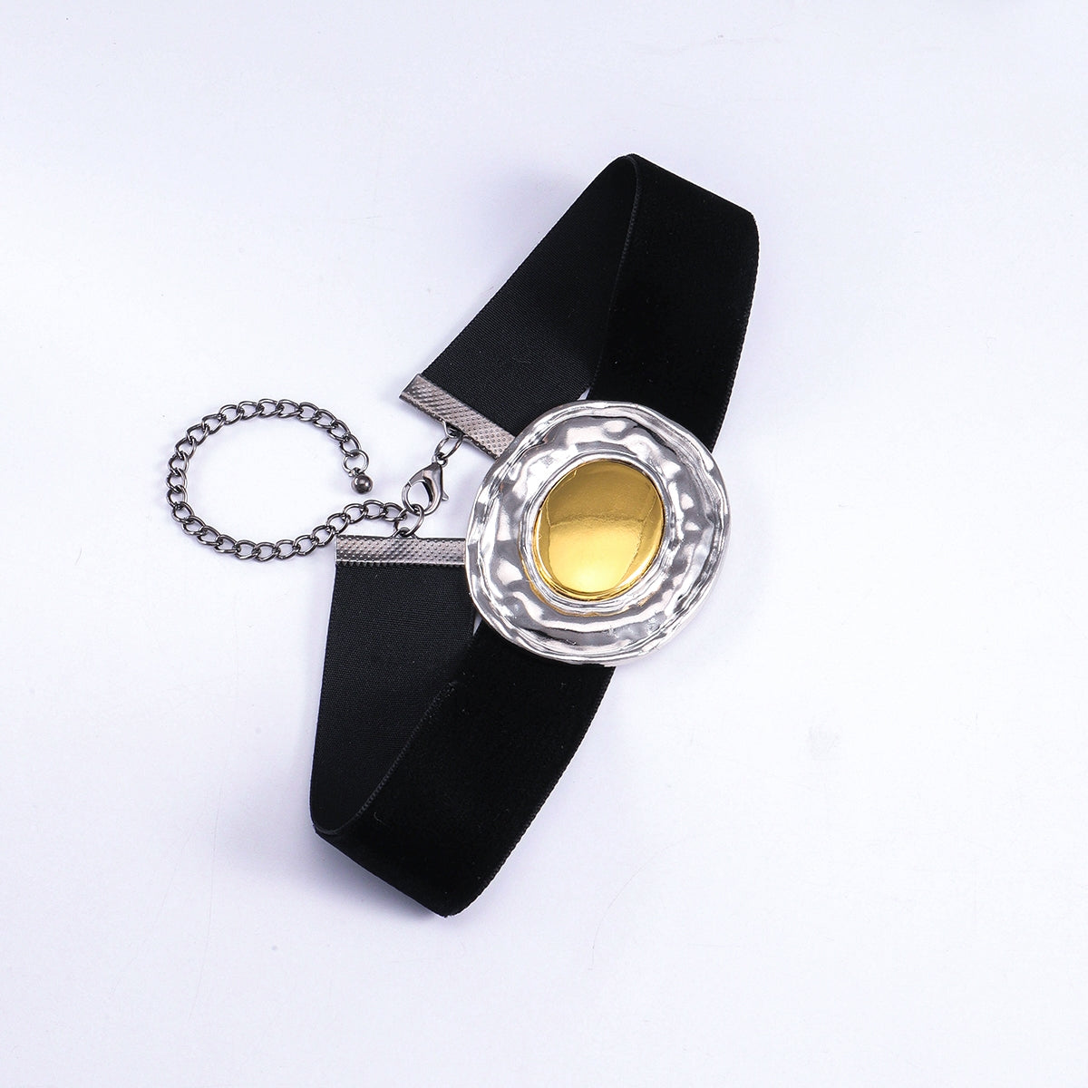Vintage Oval Alloy and Leather Women's Choker Necklace