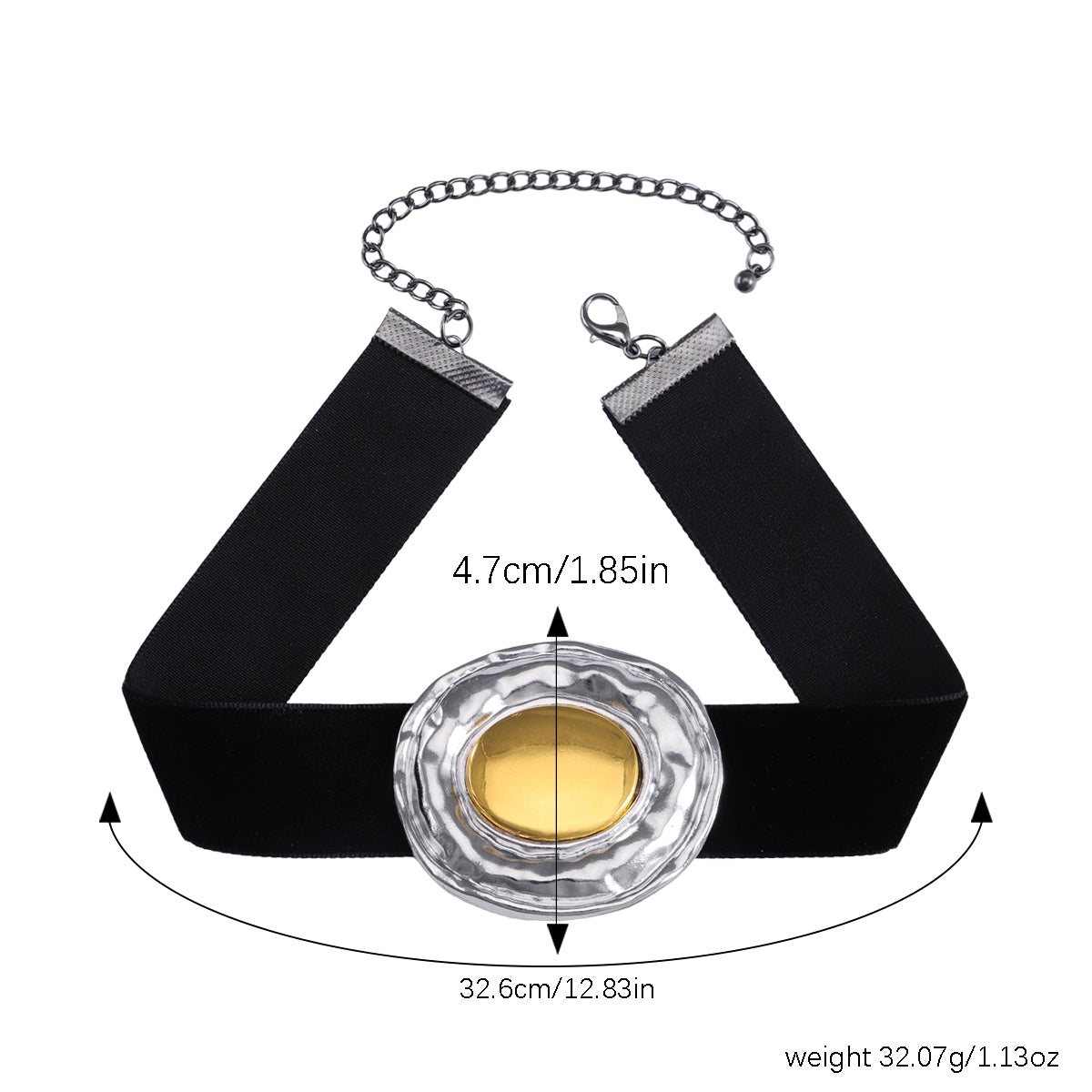 Vintage Oval Alloy and Leather Women's Choker Necklace