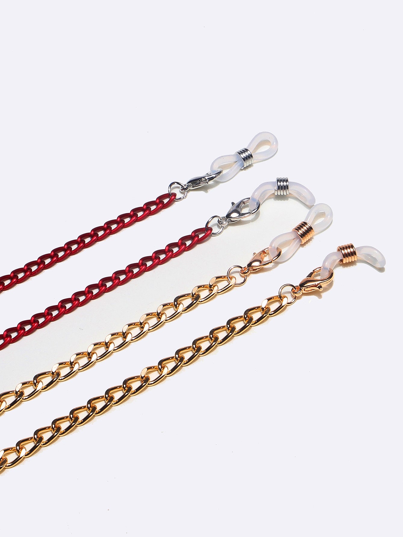 Vintage Two-Piece Gold and Red Glasses Chain with Thick Aluminum Links