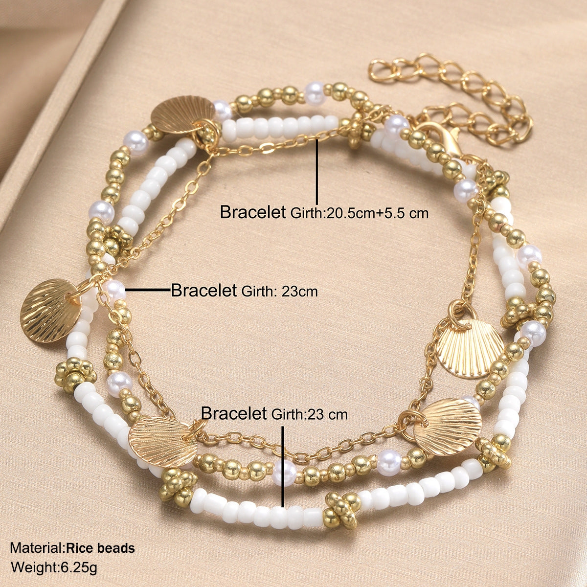 Bohemian Geometric Alloy Anklet with Minimalist Beaded Metal Chain