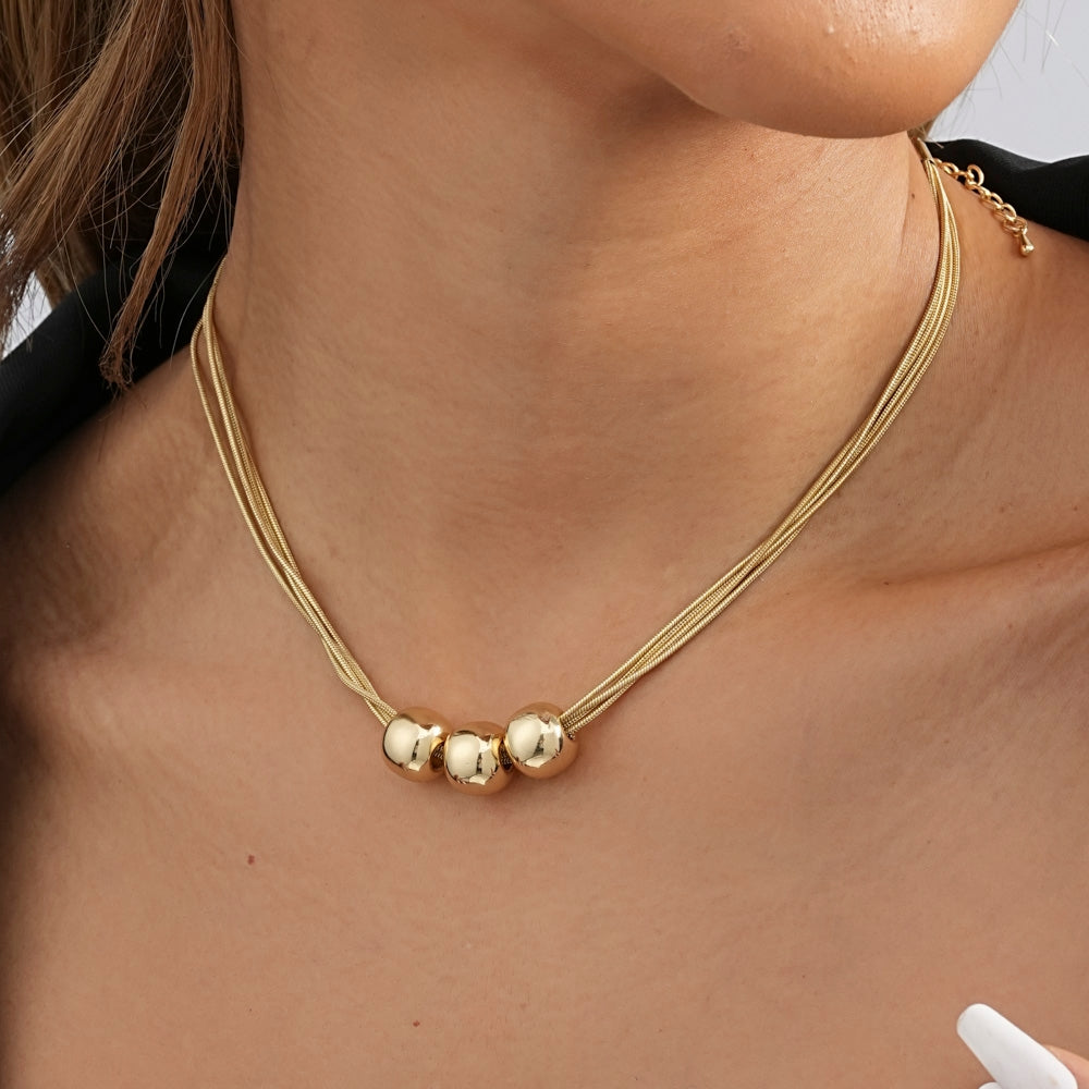 Roman Style Layered Round Pendant Necklace