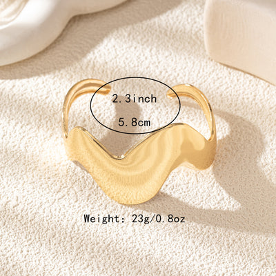 Glamorous Wave Design Open Alloy Bangle Bracelet