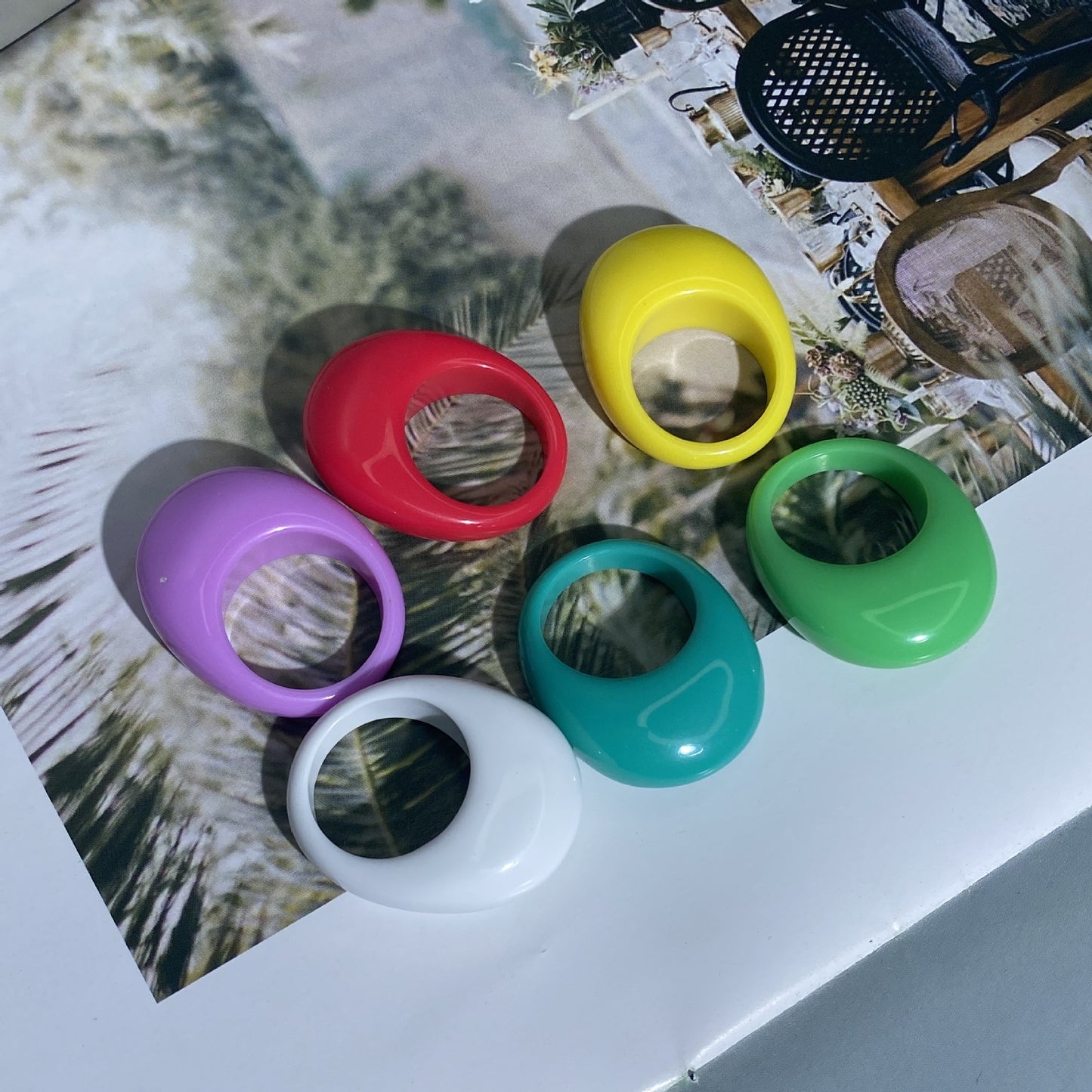 Korean Style Solid Color Transparent Resin Candy Color Rings