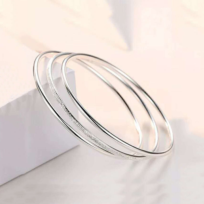 Wholesale Minimalist Solid Color Alloy and Sterling Silver Bangle Bracelet