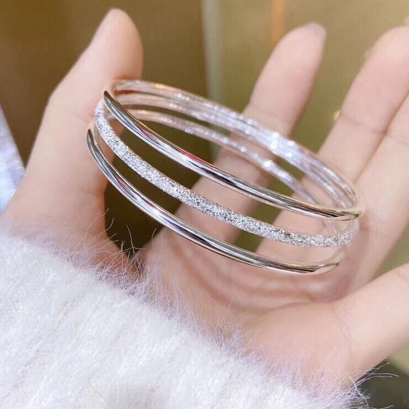 Wholesale Minimalist Solid Color Alloy and Sterling Silver Bangle Bracelet